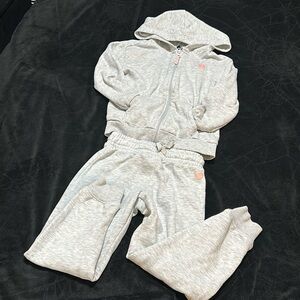 Girls Grey & Pink Heart Sweatsuit Set, Small